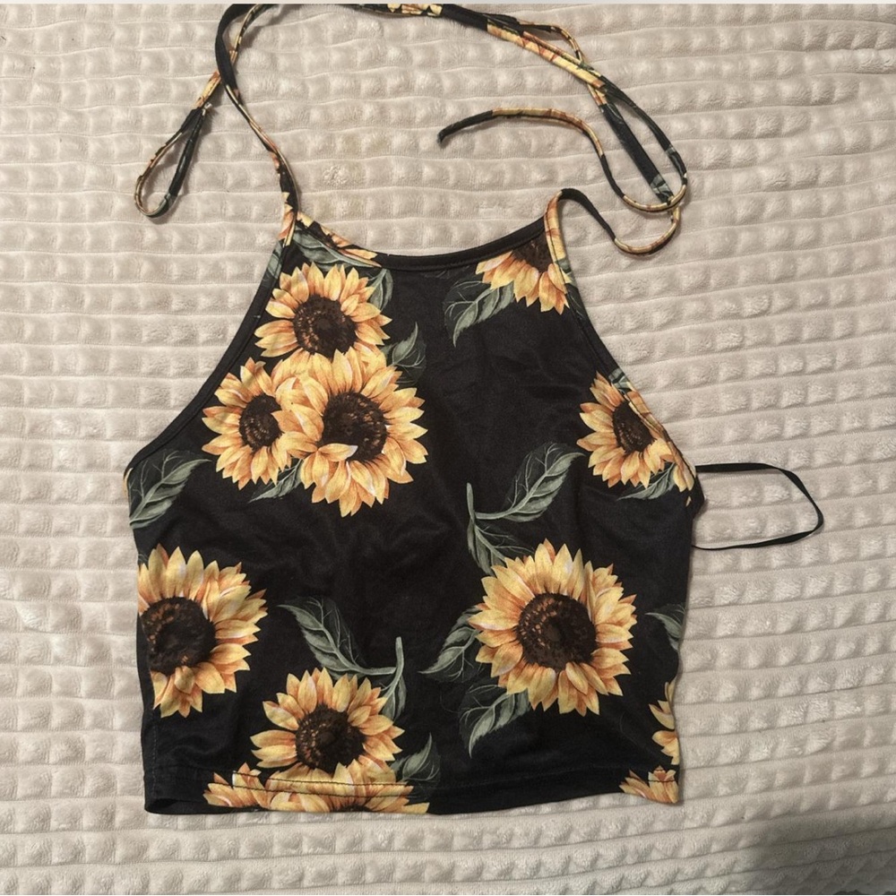 Sunflower Print Halter Top